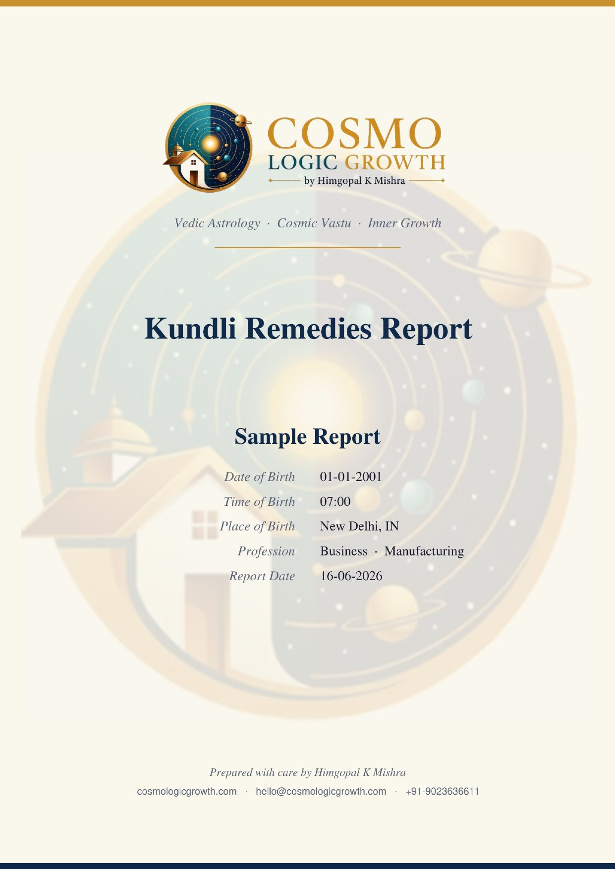 Your Kundli Growth Analysis + Remedies Report — preview on phone & tablet